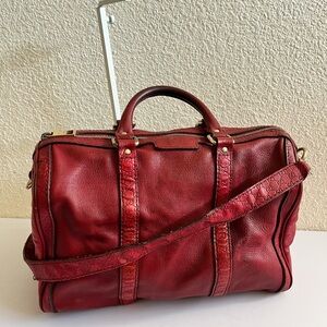 Gucci Vintage Red Leather Duffel Bag